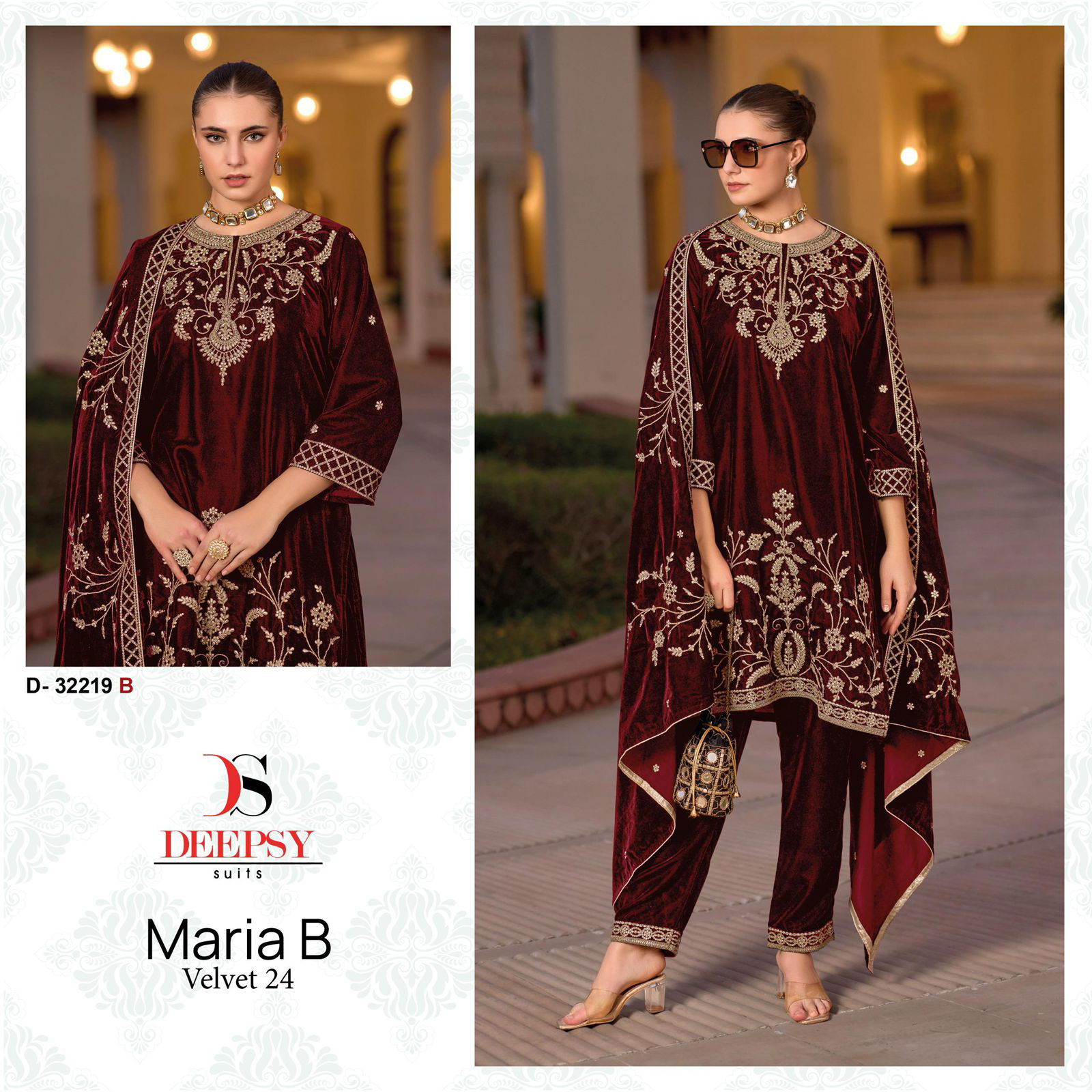 Mariab D 32219 By Deepsy Velvet Embroidered Pakistani Suits Wholesale Online